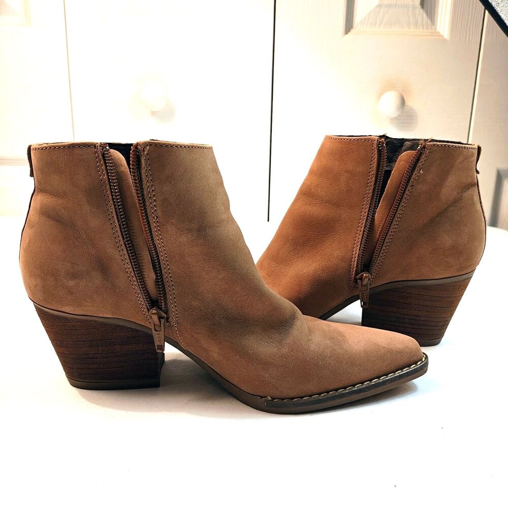 Women's Artisan by Zigi Vellyn Brown Suede Zipper Ankle Boots US Size 7.5M